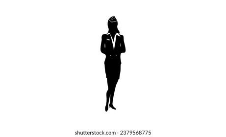 Stewardess, Flight attendant, black isolated silhouette