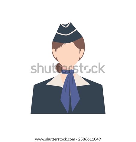 Stewardess, flight attendant portrait vector illustration