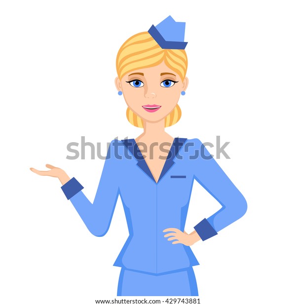 Download Stewardess Flight Attendant Vector Illustration Stock Vector (Royalty Free) 429743881