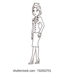 Stewardess. Hand drawn cartoon vector illustrator.