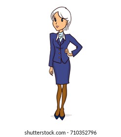 Stewardess. Hand drawn cartoon vector illustrator.