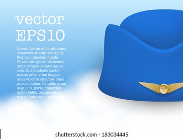 Stewardess hat of air hostess uniform. Vector. Civil aviation and air transport. Travel business. Vector Illustration.