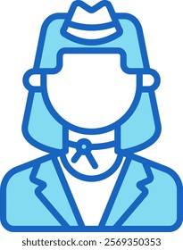 Stewardess Icon Blue Vector Illustration