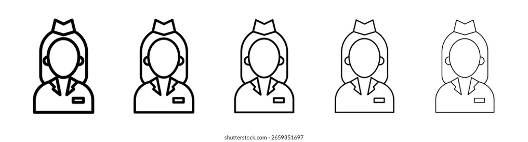 Icono de azafata llenado concepto de signo plano para el Diseño web.