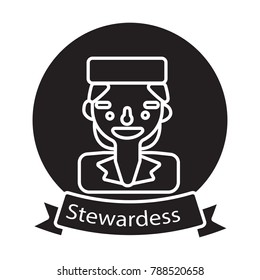 stewardess icon flat black