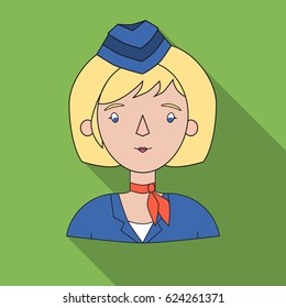 Stewardess icon in flat style isolated on white background. People of different profession symbol stock vector illustration.