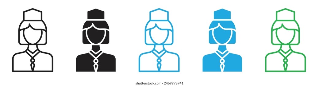 Stewardess icon line art vector