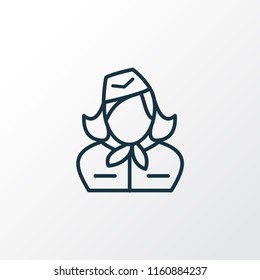 Stewardess icon line symbol. Premium quality isolated hostess element in trendy style.