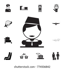 Stewardess icon. Set of airport element icons. Premium quality aviation graphic design collection icons for websites, web design, mobile app on white background