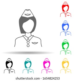 stewardess multi color style icon. Simple glyph, flat vector of proffecions icons for ui and ux, website or mobile application