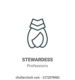 Stewardess outline vector icon. Thin line black stewardess icon, flat vector simple element illustration from editable professions concept isolated on white background