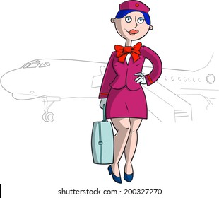 Stewardess in pink uniform