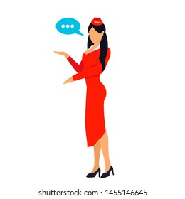 stewardess red dress young girl illustration