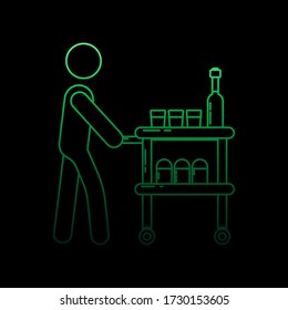 the stewardess serves food on nolan icon. Simple thin line, outline vector of Airport icons for ui and ux, website or mobile application