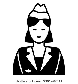 Stewardess solid icon, airlines concept, stewardess vector sign on white background, stewardess glyph style for mobile concept and web design. Vector graphics