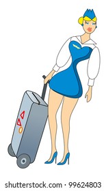 the stewardess with a suitcase