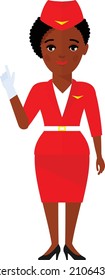 Stewardess in Uniform in Flat Style
