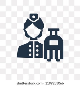 Stewardess vector icon isolated on transparent background, Stewardess transparency concept can be used web and mobile
