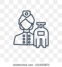 Stewardess vector outline icon isolated on transparent background, high quality linear Stewardess transparency concept can be used web and mobile