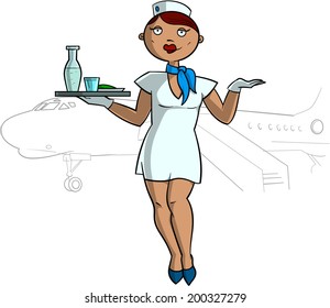 Stewardess  in white uniform