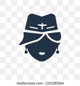 Stewardress Head vector icon isolated on transparent background, Stewardress Head transparency concept can be used web and mobile