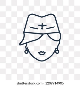 Stewardress Head vector outline icon isolated on transparent background, high quality linear Stewardress Head transparency concept can be used web and mobile