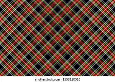 Stewart Black rectangle diagonal tartan for fabric, kilts, skirts, plaids and different designs.