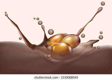 Stewed Eggs In Spread Sweet Brown Sauce,vector Image