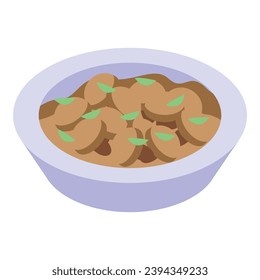 Stewed mushrooms icon isometric vector. Delicious vegetable soup. Good breakfast food
