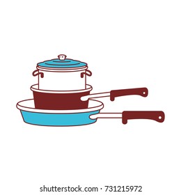 stewpan and cooking pot stack color sections silhouette vector illustration