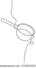 Stewpan. Culinary poster. Continuous line drawing style. Vector graphic element.
