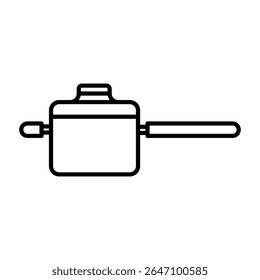 Stewpan. Kitchenware icon. Line vector kitchen utensil and tool. Cutlery illustration