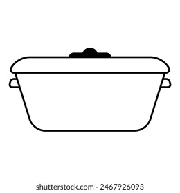 stewpot linear icon, kitchen utensil, saucepan with lid, contour symbol, outline vector illustration isolated