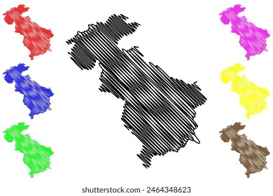 Steyr-Land district (Republic of Austria or Österreich, Upper Austria or Oberösterreich state) map vector illustration, scribble sketch Bezirk Steyr Land map