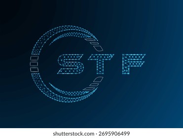 STF baixo design de vetor de logotipo de letra poli. STF design de logotipo poli inferior. Logotipo poli baixo.
