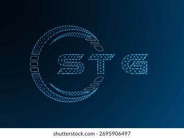 STG low poly letter logo vector design. STG lower poly logo design. Low poly logo.