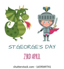 St.George's Day card with dragon. Vector illustration. 
