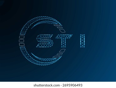 STI low poly letter logo vector design. STI lower poly logo design. Low poly logo.