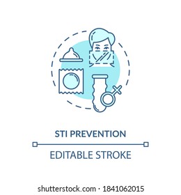 STI prevention concept icon. Contraception idea thin line illustration. Sexually transmitted diseases protection, safe sex education. Vector isolated outline RGB color drawing. Editable stroke