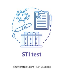 STI test blue concept icon. Safe sex. HIV, hepatitis prevention, precaution. Pharmaceutical research. Male, female healthcare idea thin line illustration. Vector isolated outline drawing