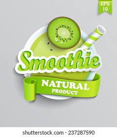 Sticer smoothie with ribbon, vector.