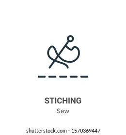 Stiching outline vector icon. Thin line black stiching icon, flat vector simple element illustration from editable sew concept isolated on white background