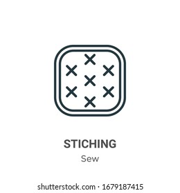 Stiching outline vector icon. Thin line black stiching icon, flat vector simple element illustration from editable sew concept isolated stroke on white background
