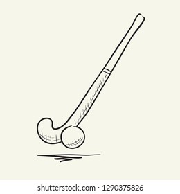 Stick   the ball for field hockey  Hand drawn vector illustration 