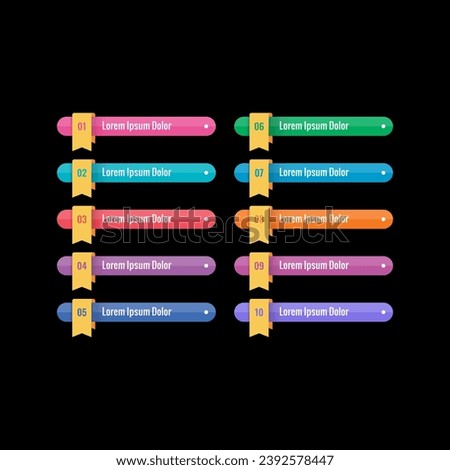 stick banner and dangling ribbon template. ten steps bar banner template. banner template for internet, web, business, education