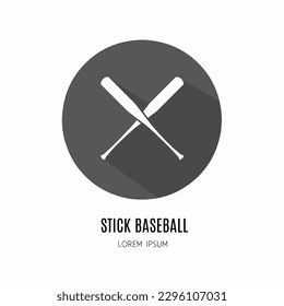 Stick baseball logo. Illustration of stick baseball in flat. Stock vector.