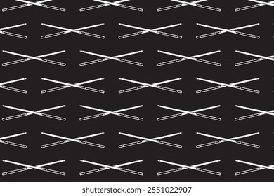 stick billiard crossed silhouette seamless pattern on black background. cue pool, stick snooker object illustration pattern background for billiard decoration and merchandise 