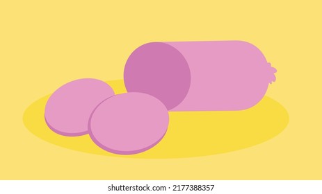 stick of boiled sausage and slices of sausage