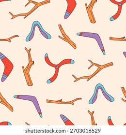 Stick Boomerang Wood Pattern Vector Illustration Seamless for Background Wallpaper Packaging Cover