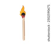 stick burning match cartoon. fire burnt, burnout employee, burn row stick burning match sign. isolated symbol vector illustration